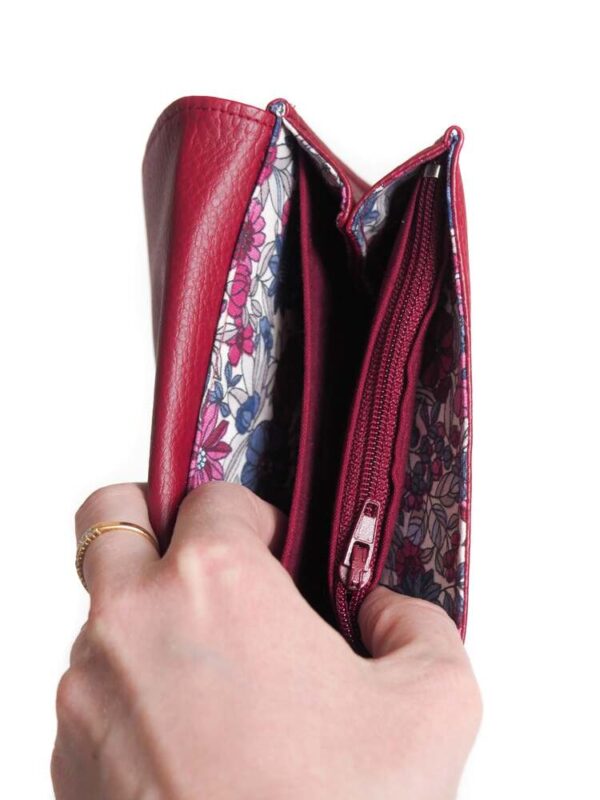 Porte monnaie Lulu vue intérieur compartiments et pochette zippée à monnaie