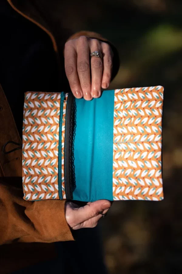 Portefeuille Moka ouvert tissu imprimé rouille