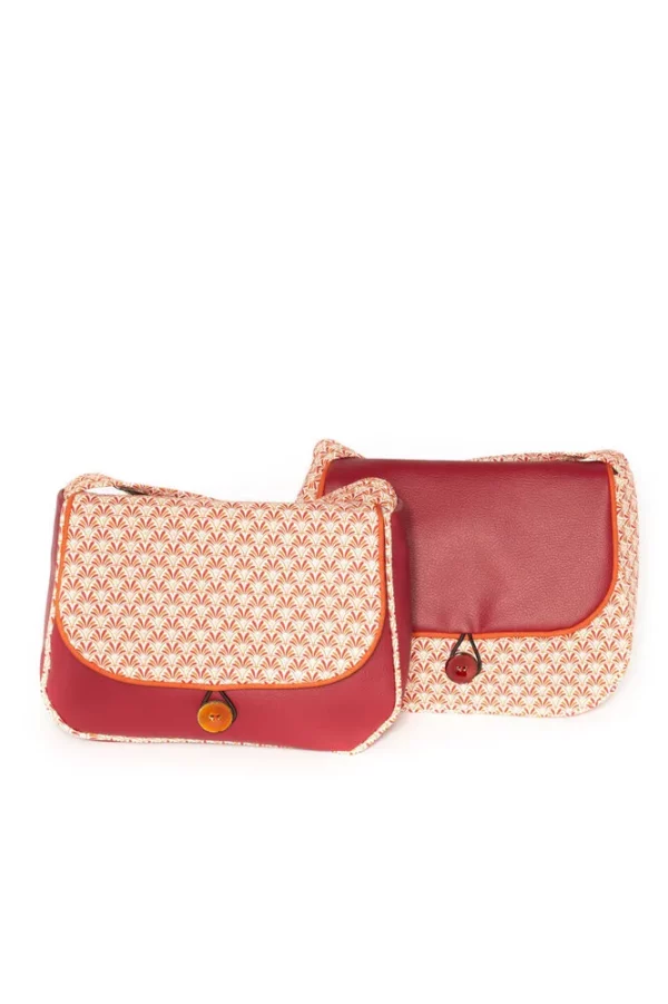 Sac réversible Sarah 2 en 1 vue côté simili cuir et côté tissu imprimé