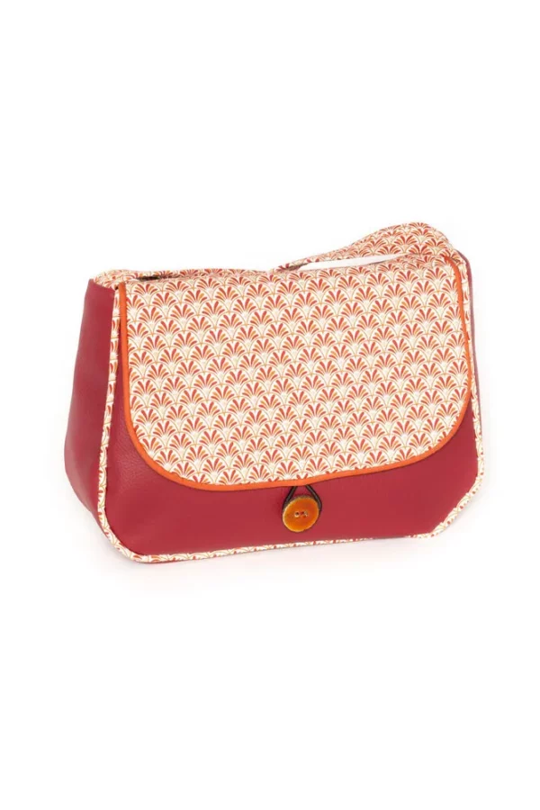Sac réversible Sarah côté simili cuir vue de face bouton coco rouille