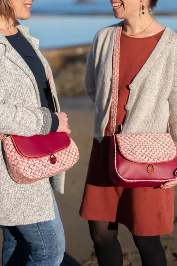 Sac réversible 2 en 1 idée cadeau motif éventails rouille rouge