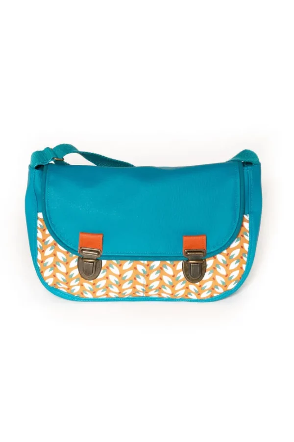 Sac à main l'essentiel Moka simili cuir et tissu imprimé vue devant