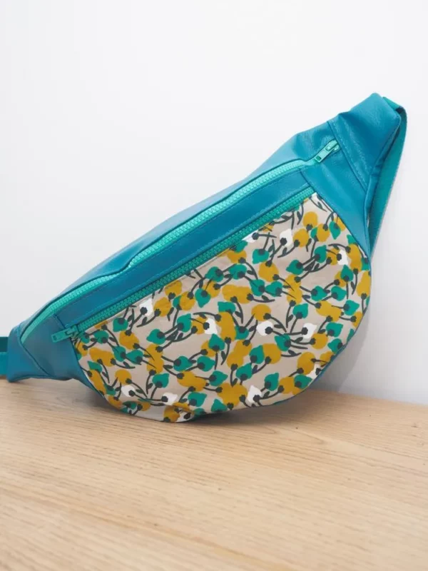 Sac banane femme XL Mia simili cuir et tissu imprimé