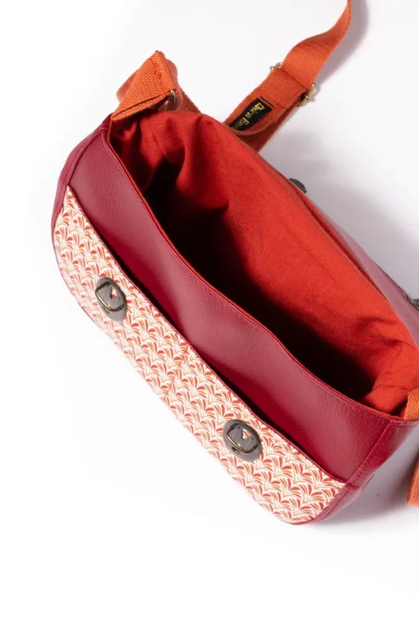 Sac à main femme made in France vue sur poches plaquées devant et intérieur