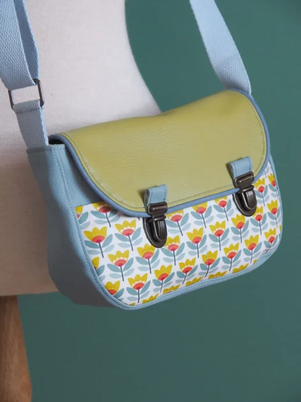 Sac femme bandoulière bleu vert rétro profil