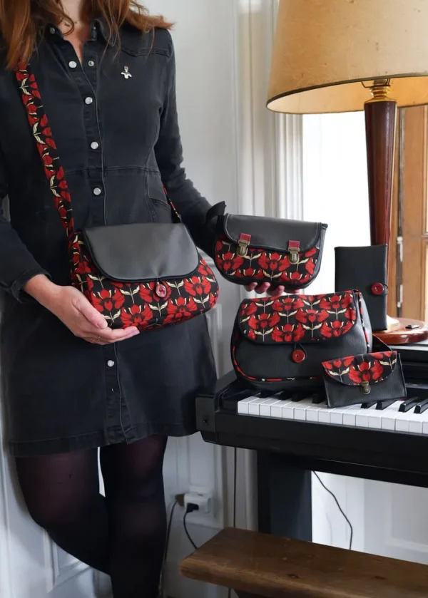 Collection Aline sac réversible sac à main portefeuille porte monnaie fait main