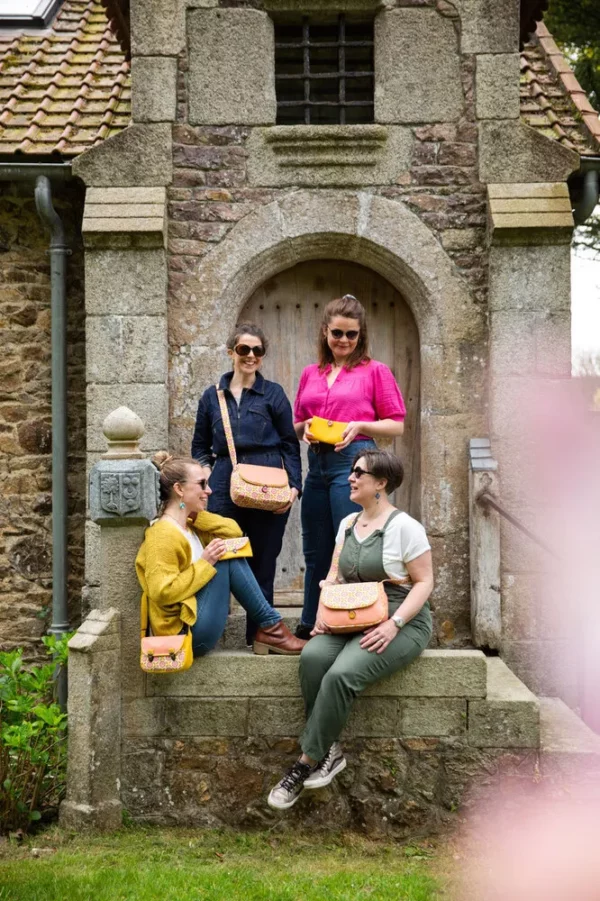 Collection Charlie jaune rose sac à main portefeuille porte monnaie fait main en France