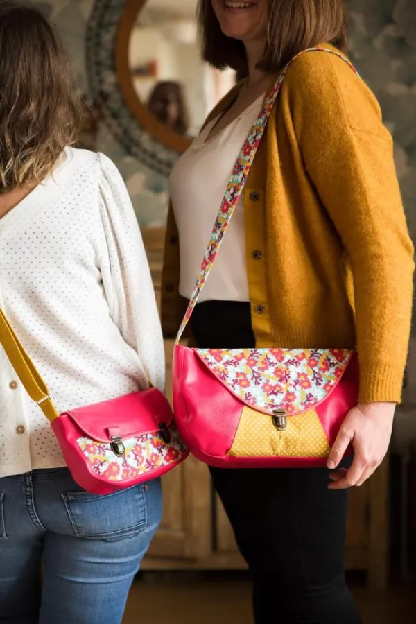 Sac besace et sac l'essentiel Rosa fait main en France