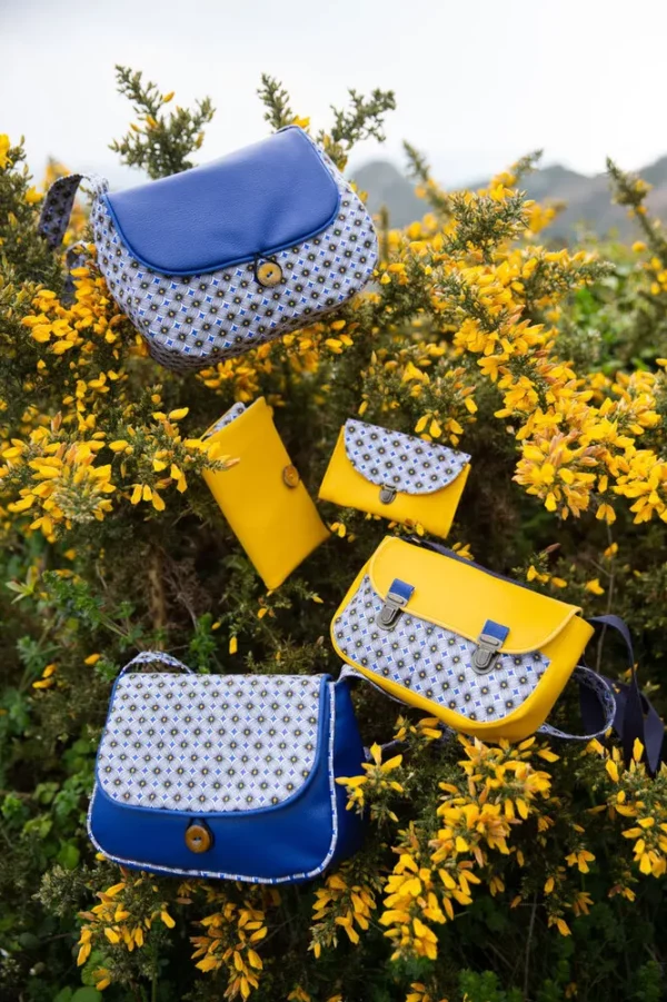 Collection Sunny portefeuille porte monnaie sac à main sac réversible fait main