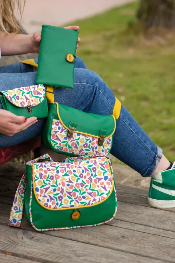 Collection les fleurs sac à main sac réversible portefeuille porte monnaie fait main