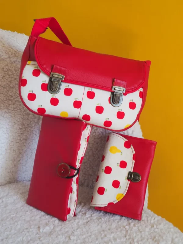 Collection les pommes : sac à main portefeuille porte monnaie cousu main