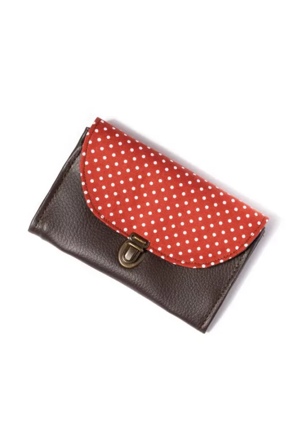 Porte monnaie fabriqué en France marron rouille pois Juliette