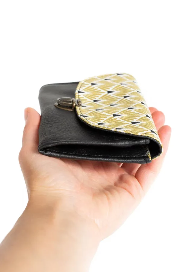 Porte monnaie noir Lucie vue profil soufflet