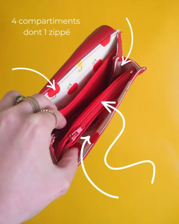 Porte monnaie Les pommes intérieur poche zippée monnaie compartiments cartes