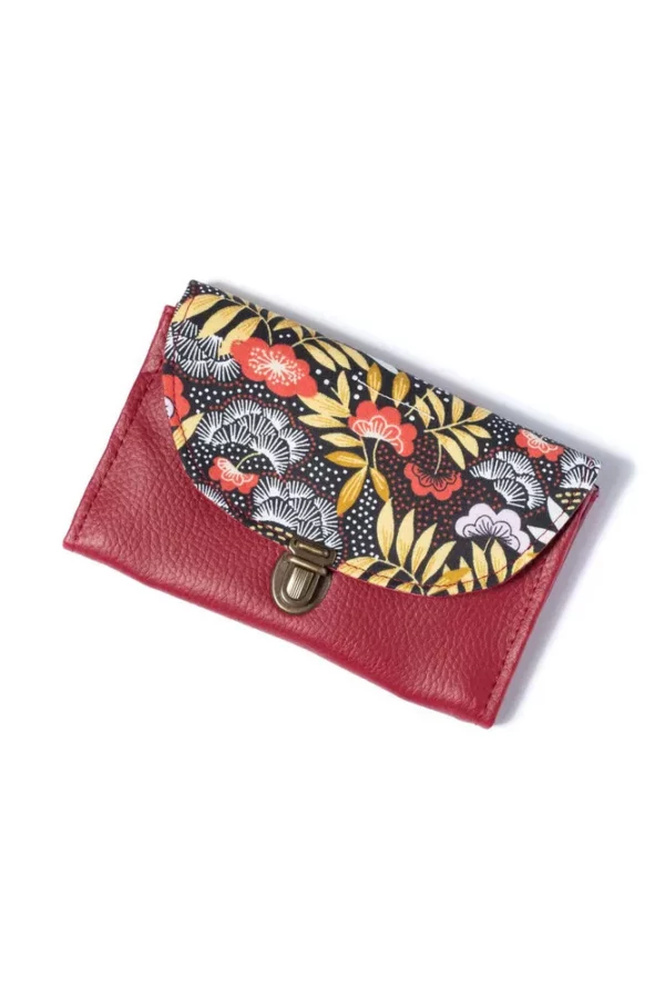 Porte monnaie femme fait main coloré simili cuir bordeaux Sophie
