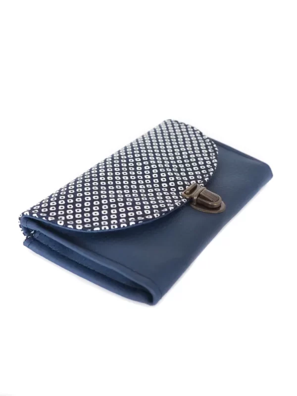 Porte monnaie femme bleu marine points profil