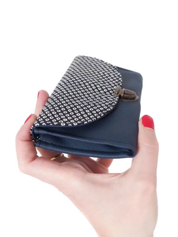 Porte monnaie femme bleu marine points soufflet