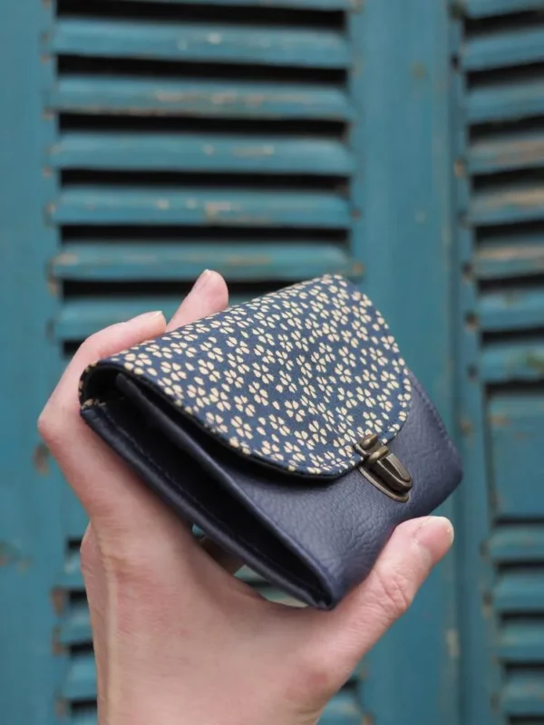 Porte monnaie bleu marine Léa soufflet