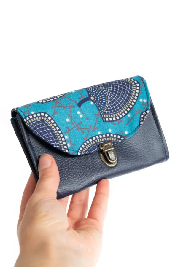 Porte monnaie femme attache cartable bleu marine Isa