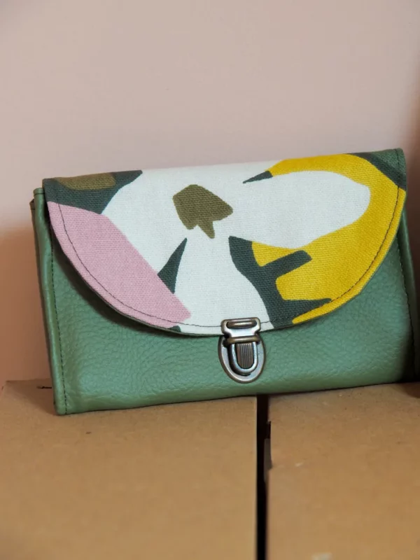 Porte monnaie fait main kaki rose
