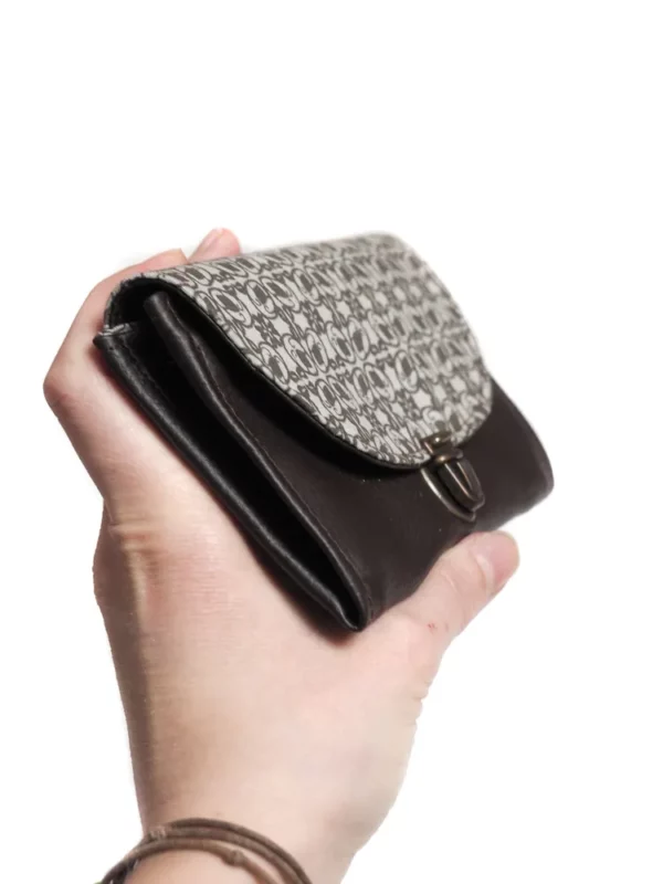 Porte monnaie marron gris profil soufflet