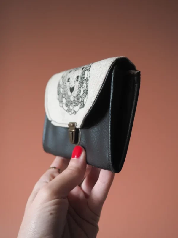 Porte monnaie femme noir lion soufflet