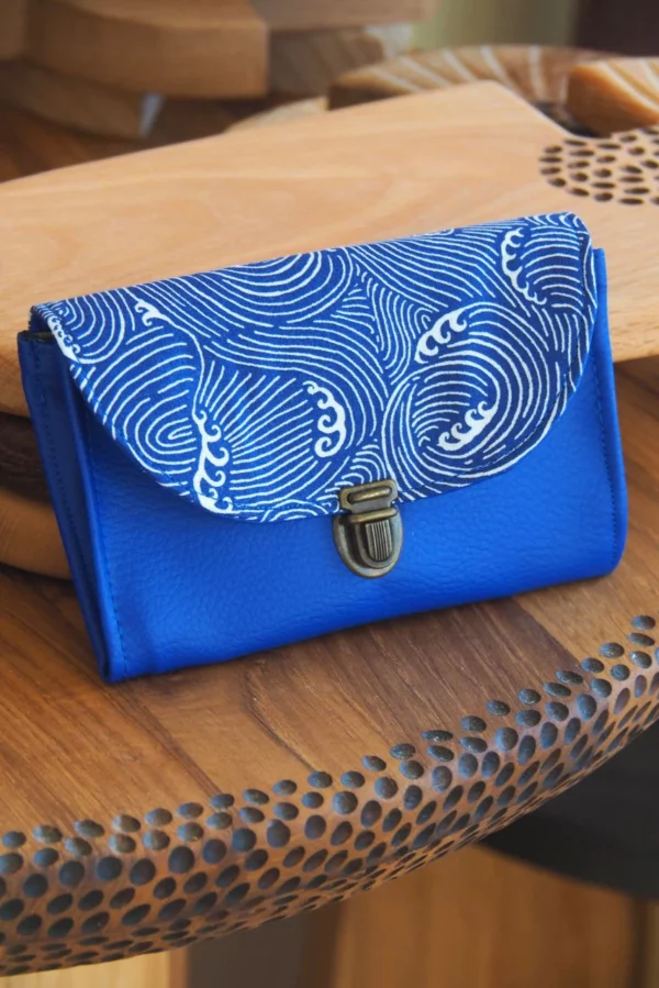 Porte monnaie fait main bleu océan