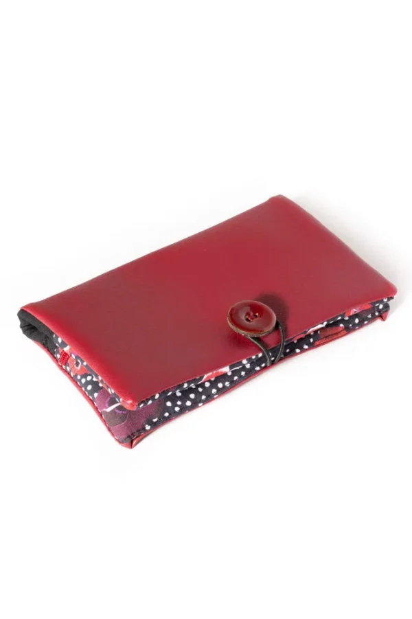 Portefeuille fait main en France simili cuir rouge bordeaux Poppy