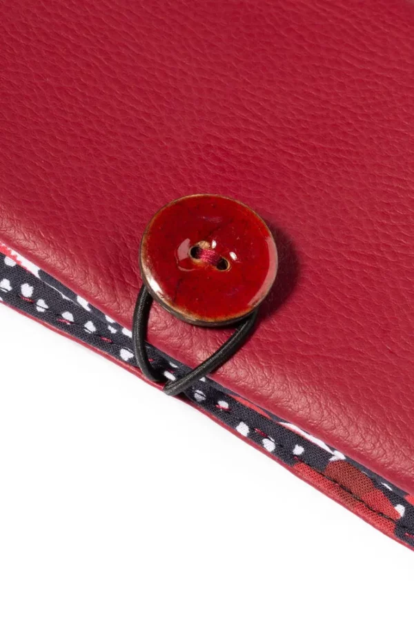 Portefeuille Poppy bouton coco rouge