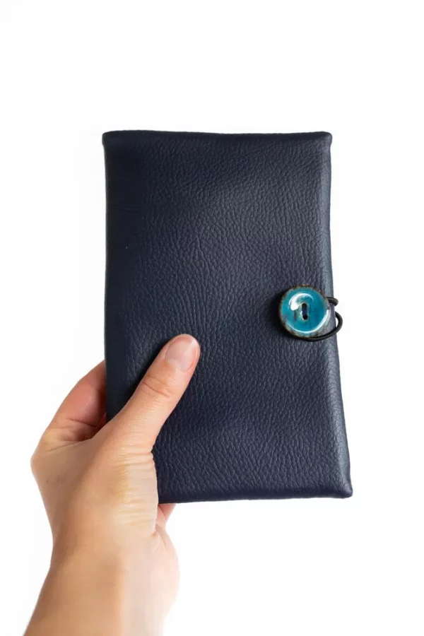 Portefeuille femme compagnon simili cuir Isa bouton coco turquoise
