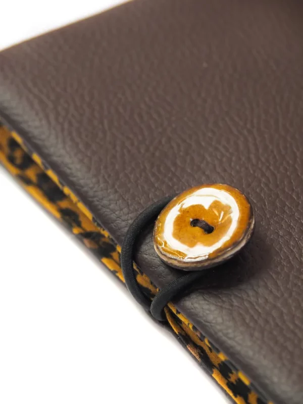 Portefeuille Léopard bouton coco jaune