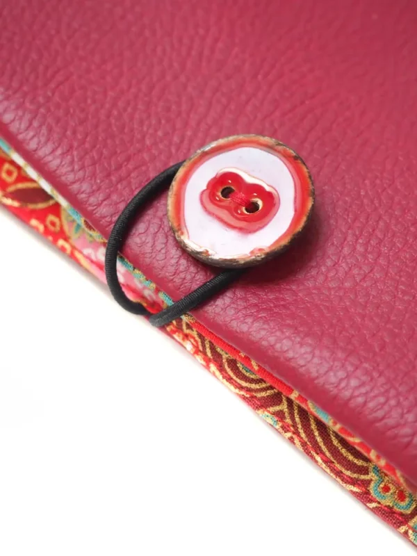 Portefeuille bordeaux rouge rose doré japonais bouton coco rouge