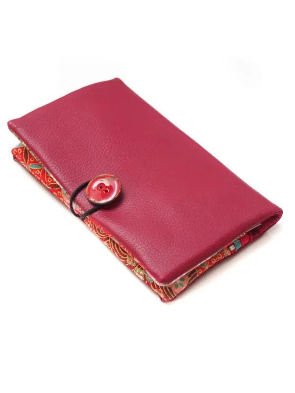Portefeuille femme bordeaux rouge rose doré japonais fermé