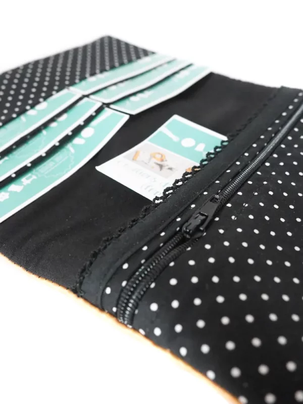 Portefeuille doré noir pois poche zippée monnaie compartiments cartes