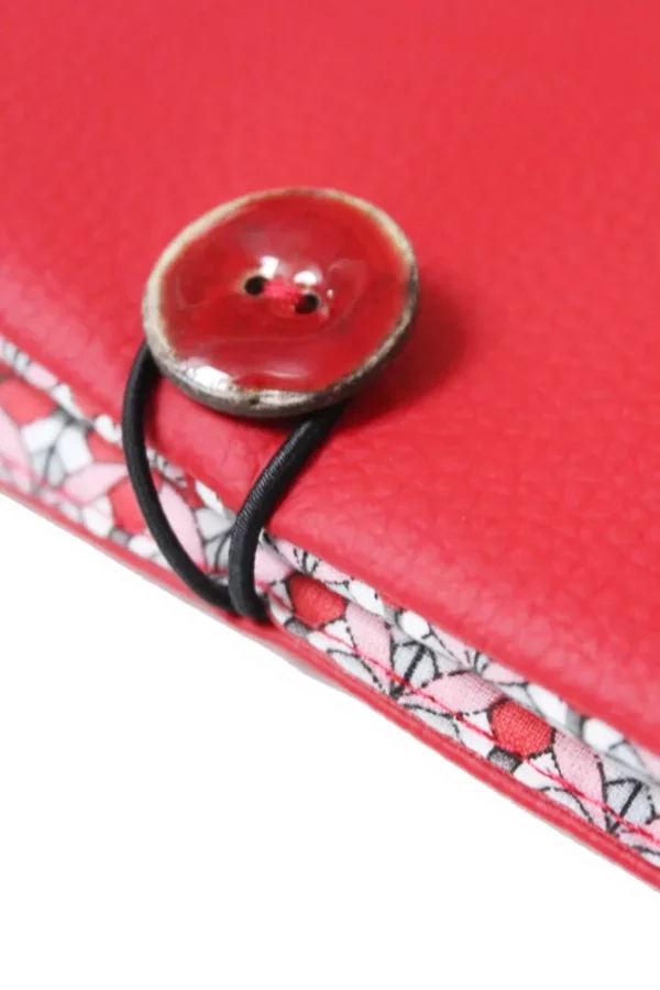 Portefeuille rouge géométrique bouton coco rouge