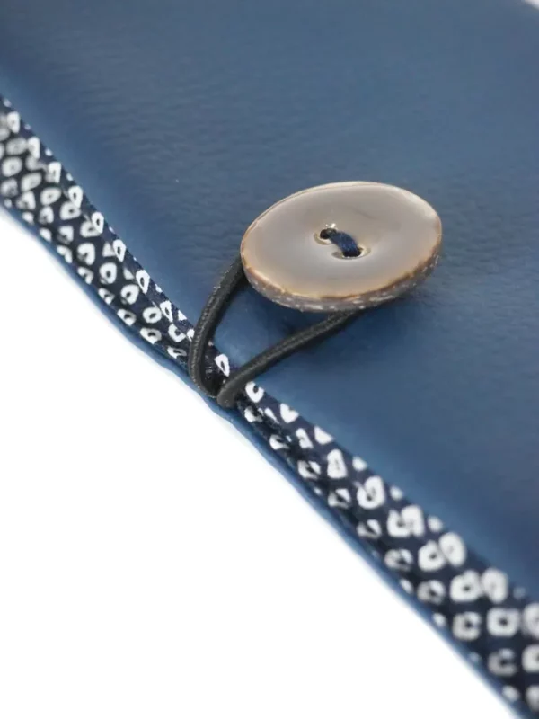 Portefeuille bleu marine points bouton coco gris