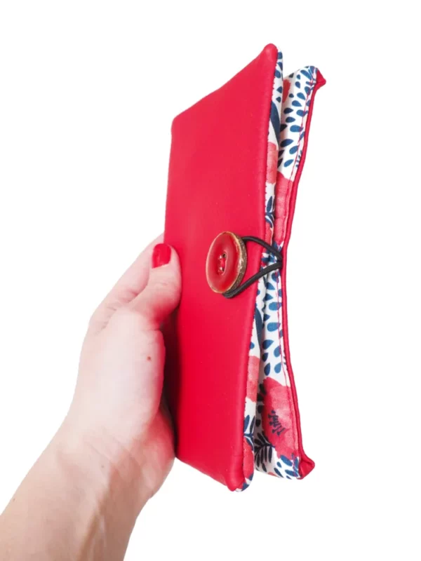 Portefeuille rouge coquelicots profil