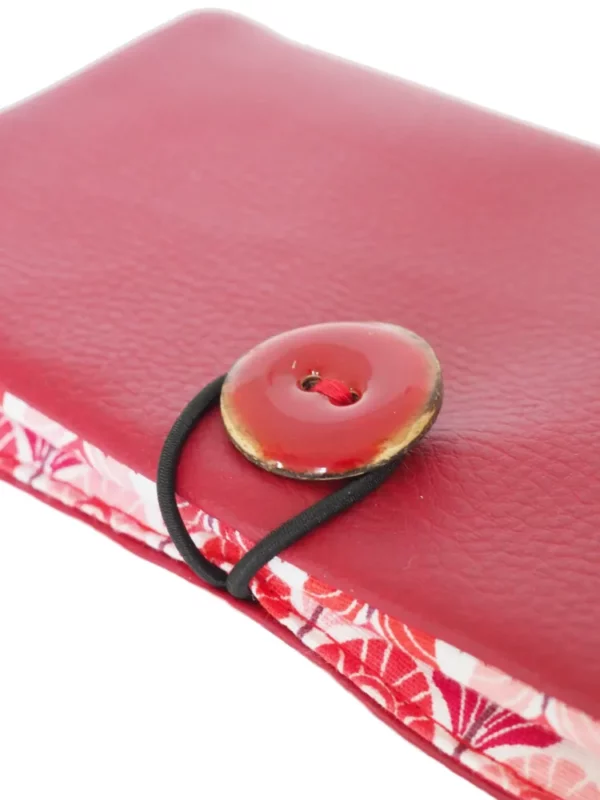 Portefeuille rouge paon bouton coco