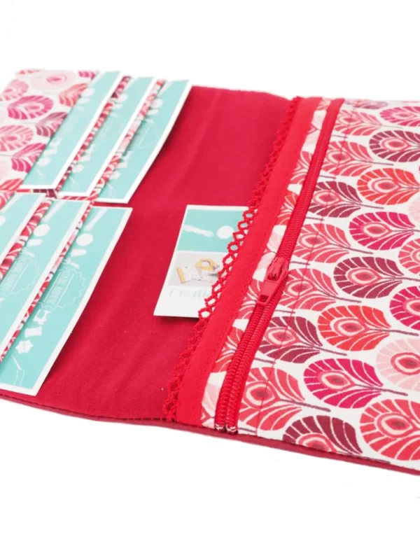 Portefeuille compagnon rouge paon poche zippé monnaie compartiments cartes