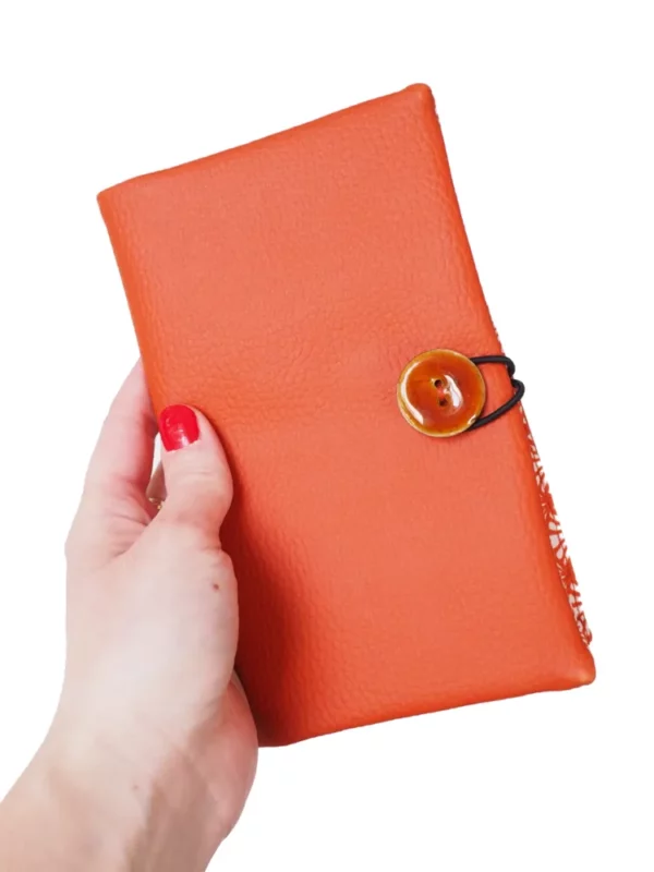 Portefeuille femme compagnon simili cuir rouille bouton coco