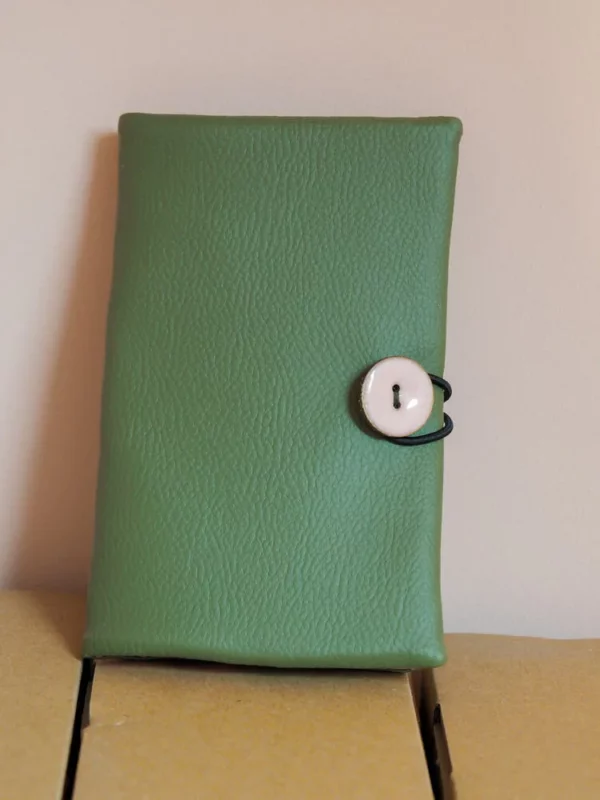 Portefeuille fait main en France vert kaki rose