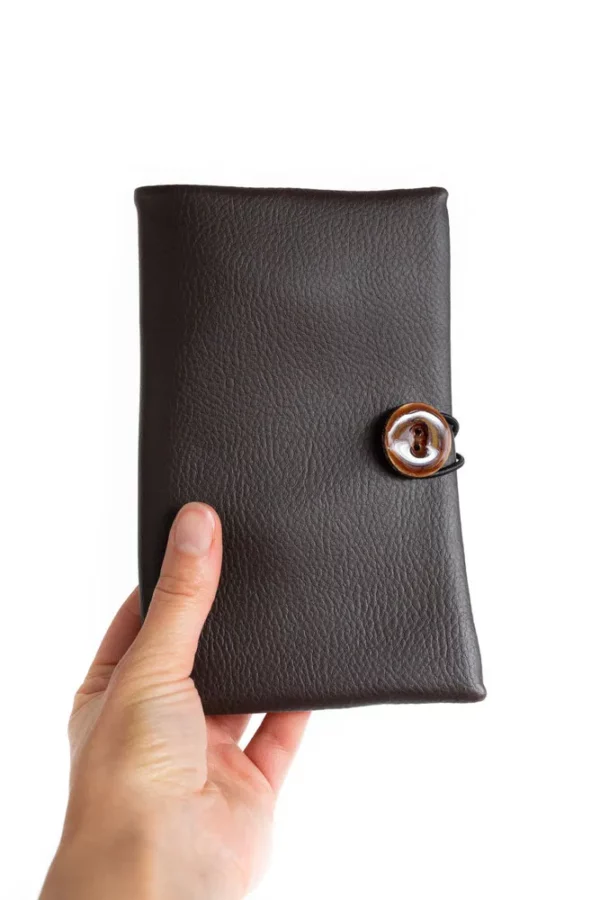 Portefeuille femme compagnon simili cuir marron fabriqué en France Juliette pois