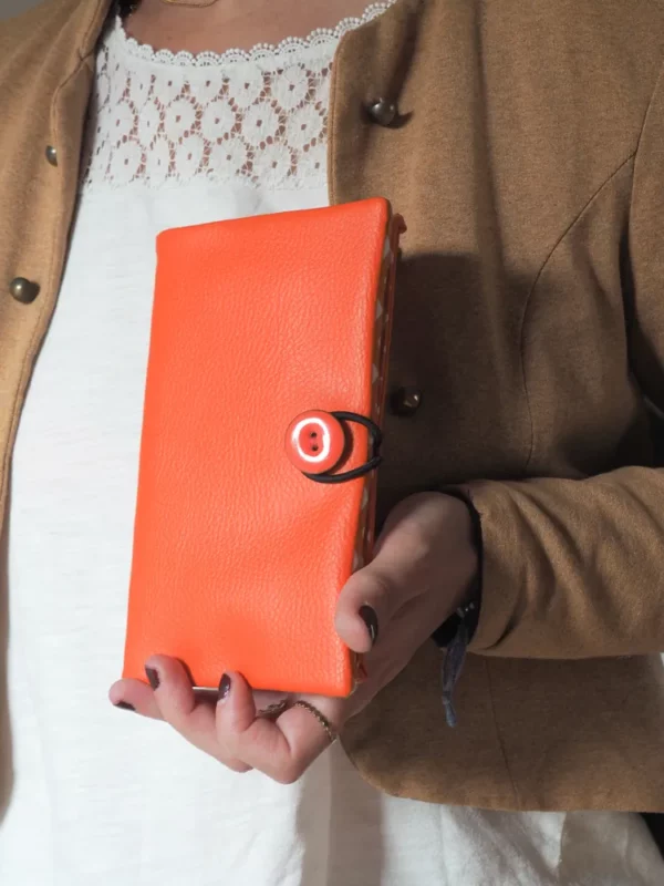 Portefeuille femme compagnon fabriqué en France orange coloré