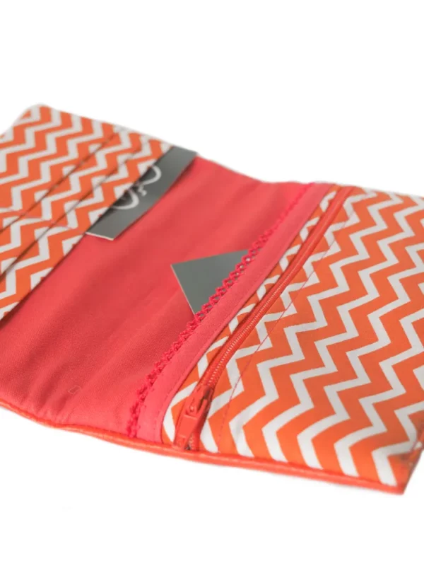 Portefeuille orange chevrons pochette zippée monnaie et compartiments carte