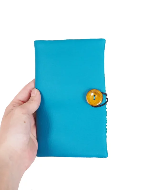 Portefeuille Nana turquoise et jaune fermé
