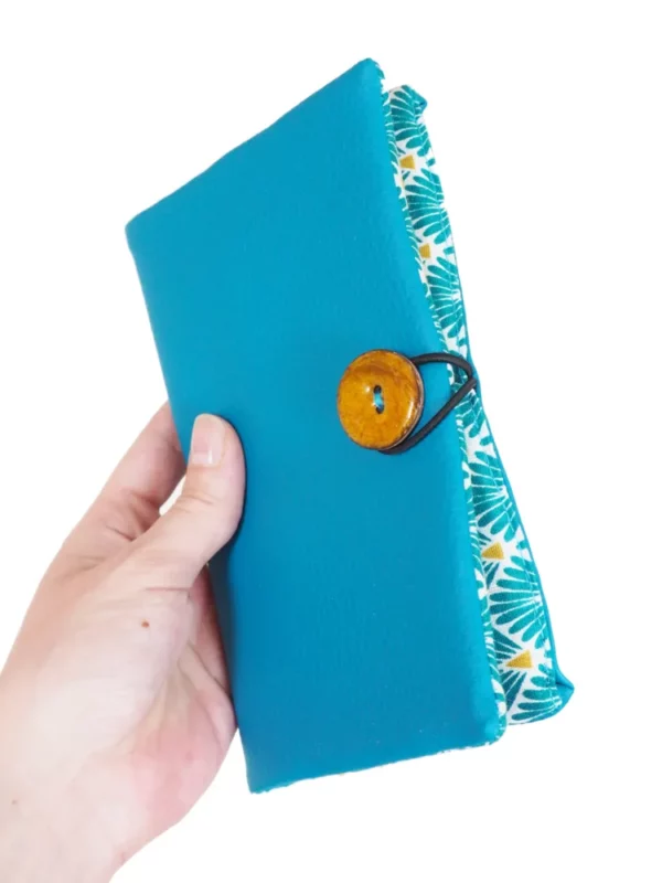 Portefeuille fait main en Bretagne turquoise Nana fermé