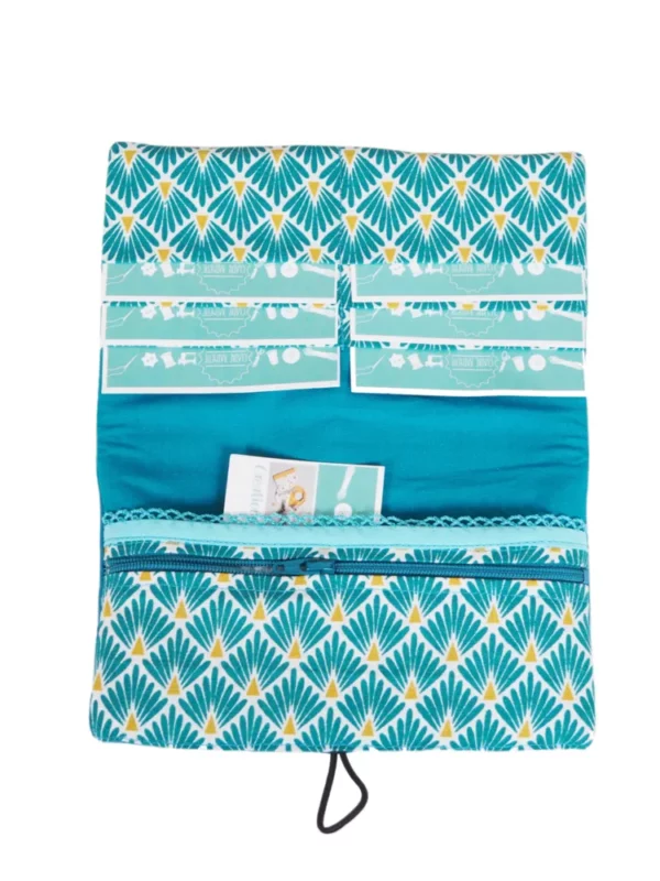 Portefeuille turquoise et jaune Nana fait main en Bretagne