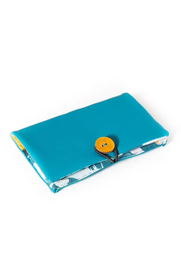 Portefeuille lapin jaune et turquoise fait main en France