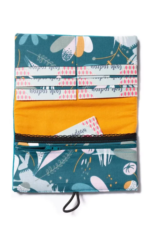 Portefeuille collection Moka lapins simili cuir turquoise et tissu imprimé
