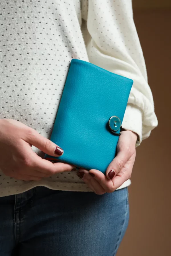 Portefeuille compagnon femme simili cuir turquoise Lili